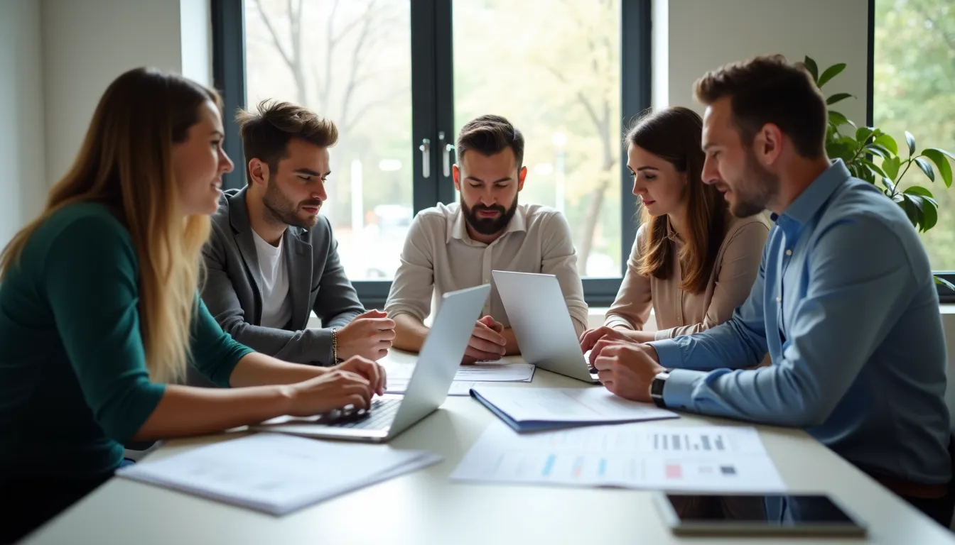 Small business team discussing financial tools